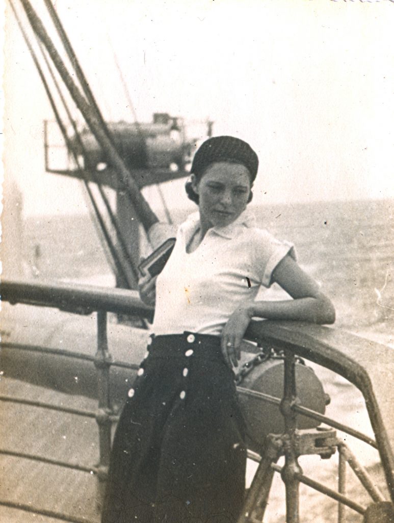 Nana on ship deck